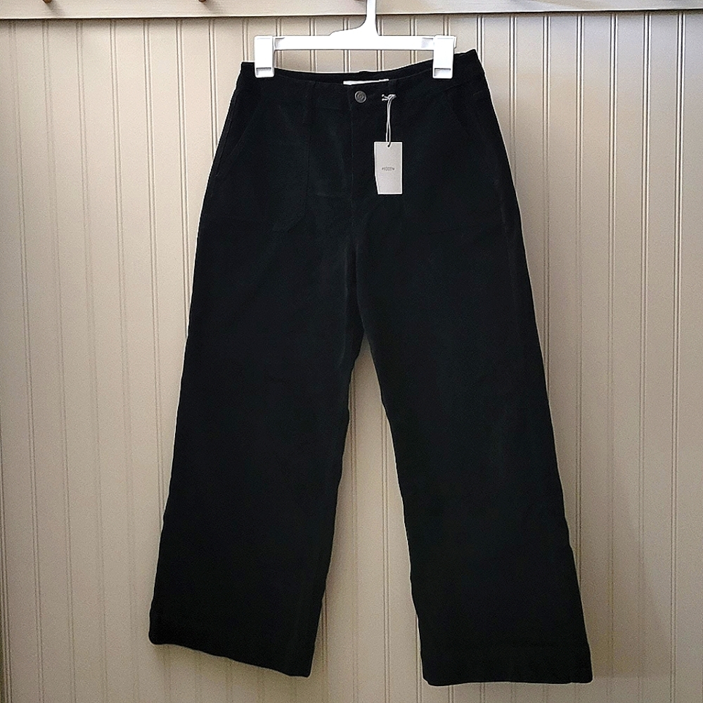 Hidden Cropped High Waisted Black Corduroy Pants size 28